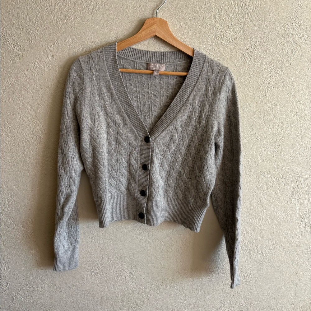 J. Crew Cashmere Cableknit Cropped Cardigan